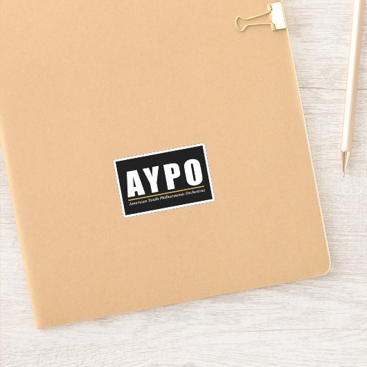 AYPO witte Logo zwarte achtergrond Sticker (Notitieboek)