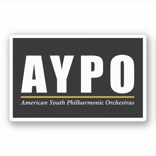 AYPO witte Logo zwarte achtergrond Sticker (Voorkant)