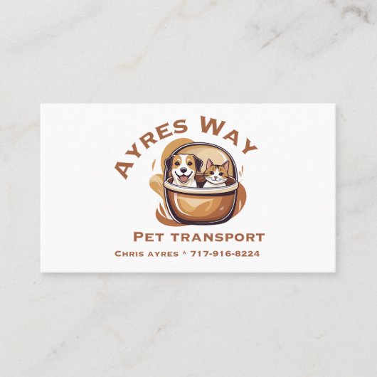 Ayres Way Pet Transport Visitekaartje (Voorkant)