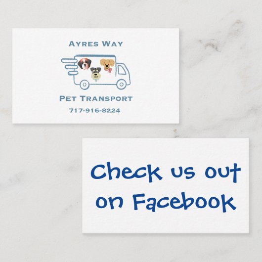 Ayres Way Pet Transport Visitekaartje (Voorkant / Achterkant)