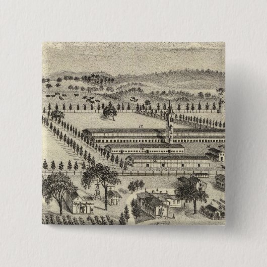 Ayrshire Boerderij Vierkante Button 5,1 Cm (Voorkant)