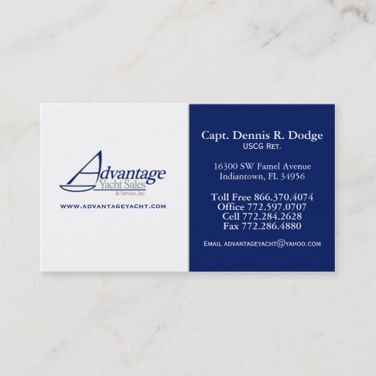 AYS Prof DD 2-kleurenmarine wit met website Visitekaartje (Voorkant)