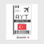 AYT Antalya Boarding Pass - Turkije Reizen Sticker (Vel)
