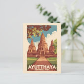 Ayutthaya Historisch Park Illustratie Reizen Kunst Briefkaart (Staand voorkant)