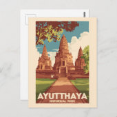 Ayutthaya Historisch Park Illustratie Reizen Kunst Briefkaart (Voorkant / Achterkant)