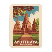 Ayutthaya Historisch Park Illustratie Reizen Kunst Magneet (Verticaal)