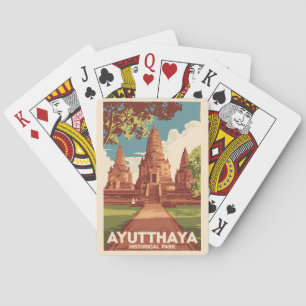 Ayutthaya Historisch Park Illustratie Reizen Kunst Pokerkaarten