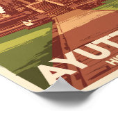 Ayutthaya Historisch Park Illustratie Reizen Kunst Poster (Hoek)