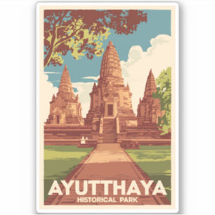 Ayutthaya Historisch Park Illustratie Reizen Kunst Sticker