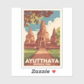 Ayutthaya Historisch Park Illustratie Reizen Kunst Sticker (Vel)
