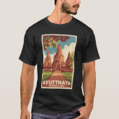 Ayutthaya Historisch Park Illustratie Reizen Kunst T-shirt (Voorkant)