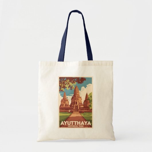 Ayutthaya Historisch Park Illustratie Reizen Kunst Tote Bag (Voorkant)