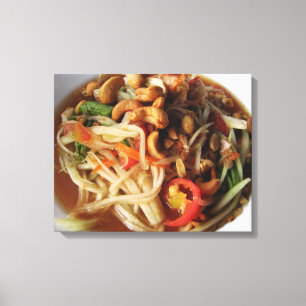 Ayutthaya Spicy Papaya Salad [Som Tam] met Cashew Canvas Afdruk