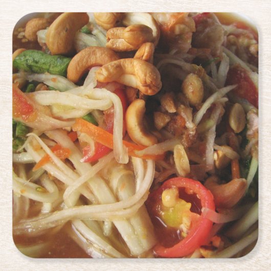 Ayutthaya Spicy Papaya Salad [Som Tam] met Cashew Kartonnen Onderzetters (Voorkant)