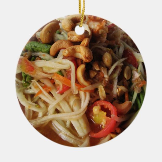 Ayutthaya Spicy Papaya Salad [Som Tam] met Cashew Keramisch Ornament (Voorkant)