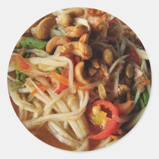 Ayutthaya Spicy Papaya Salad [Som Tam] met Cashew Ronde Sticker (Voorkant)