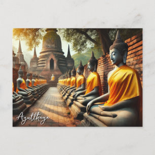 Ayutthaya Thailand Boeddhabeelden Briefkaart