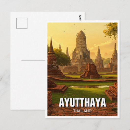 Ayutthaya Thailand Reizen Briefkaart (Voorkant / Achterkant)