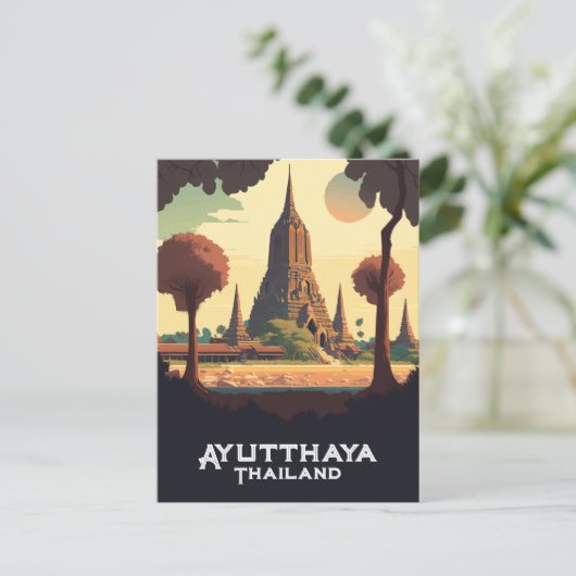 Ayutthaya Thailand Temple Sunset Briefkaart (Staand voorkant)