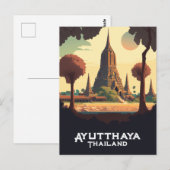 Ayutthaya Thailand Temple Sunset Briefkaart (Voorkant / Achterkant)