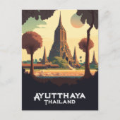 Ayutthaya Thailand Temple Sunset Briefkaart (Voorkant)