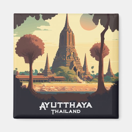 Ayutthaya Thailand Temple Sunset Magneet (Voorkant)