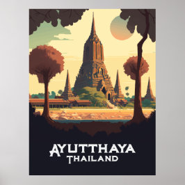 Ayutthaya Thailand Temple Sunset Poster