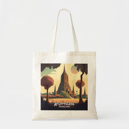 Ayutthaya Thailand Temple Sunset Tote Bag (Voorkant)