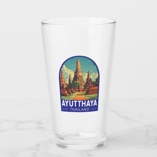 Ayutthaya Thailand Travel Art Embleem Glas (Voorkant)