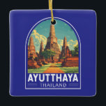 Ayutthaya Thailand Travel Art Embleem Keramisch Ornament<br><div class="desc">Ayutthaya retro vector reisontwerp. De ruïnes van de oude stad vormen nu het Ayutthaya Historical Park,  een archeologische vindplaats met paleizen,  boeddhistische tempels,  kloosters en standbeelden.</div>