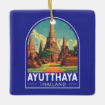 Ayutthaya Thailand Travel Art Embleem Keramisch Ornament<br><div class="desc">Ayutthaya retro vector reisontwerp. De ruïnes van de oude stad vormen nu het Ayutthaya Historical Park,  een archeologische vindplaats met paleizen,  boeddhistische tempels,  kloosters en standbeelden.</div>