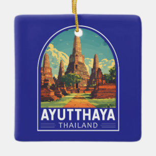 Ayutthaya Thailand Travel Art Embleem Keramisch Ornament