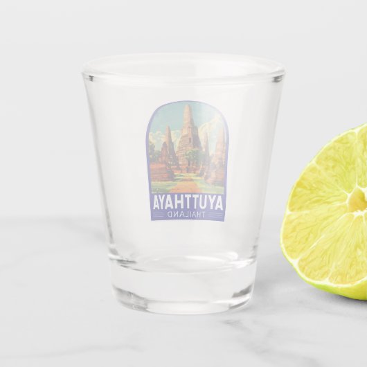 Ayutthaya Thailand Travel Art Embleem Shot Glas (Achterkant)