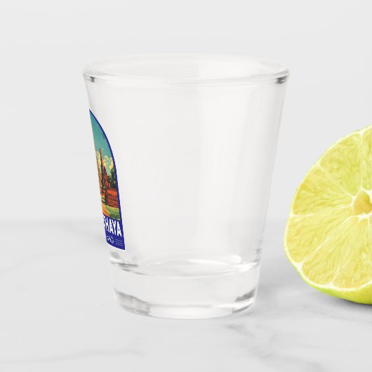 Ayutthaya Thailand Travel Art Embleem Shot Glas (Rechts)