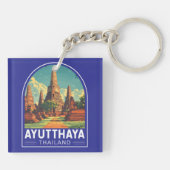 Ayutthaya Thailand Travel Art Embleem Sleutelhanger (Achterkant)