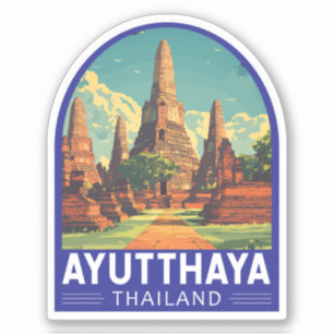 Ayutthaya Thailand Travel Art Embleem Sticker
