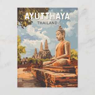 Ayutthaya Thailand Travel Art Vintage Briefkaart