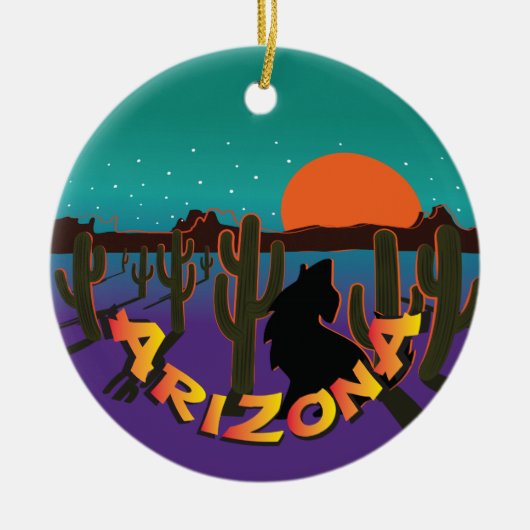 AZ Arizona Kersthotel Coyote Keramisch Ornament (Voorkant)