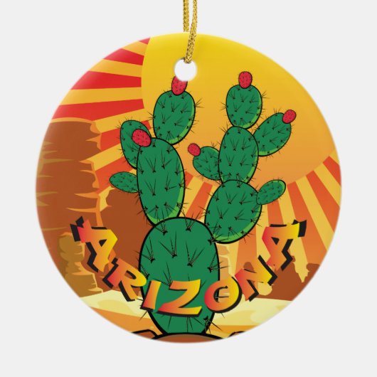 AZ Arizona-kerstreckly Pear-cactus Keramisch Ornament (Voorkant)