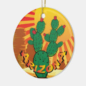 AZ Arizona-kerstreckly Pear-cactus Keramisch Ornament (Links)