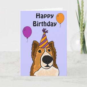 AZ- Cute Sheltie Dog Birthday Card Kaart