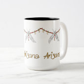 AZ Feather Ketting Tweekleurige Koffiemok (Voorkant rechts)