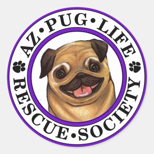 AZ Pug Life round sticker (Voorkant)