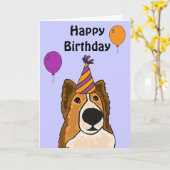 AZ- Schattigee Sheltie Dog Verjaardag Kaart (Gele Bloem)