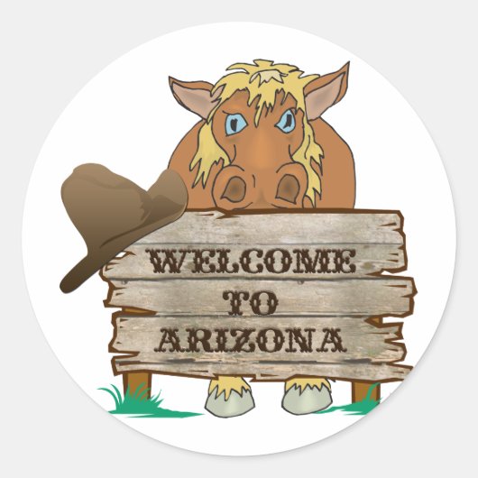 AZ- Welkom bij Arizona Horse Ronde Sticker (Voorkant)