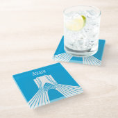 Azadi Tower Perzisch Turquoise Glazen Onderzetter (Schuin)