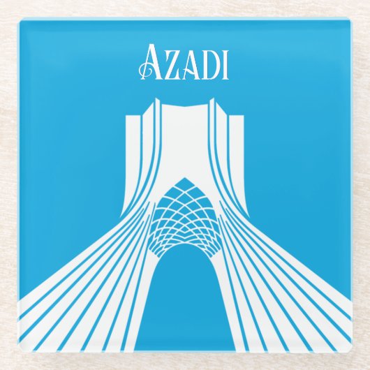Azadi Tower Perzisch Turquoise Glazen Onderzetter (Voorkant)