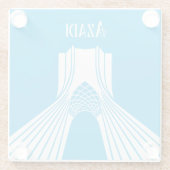 Azadi Tower Perzisch Turquoise Glazen Onderzetter (Achterkant)