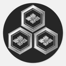 Azai Clan Kamon Silver Chrome Ronde Sticker