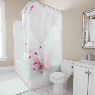 *~* Azalea Art Painting Flowers White Pink Douchegordijn